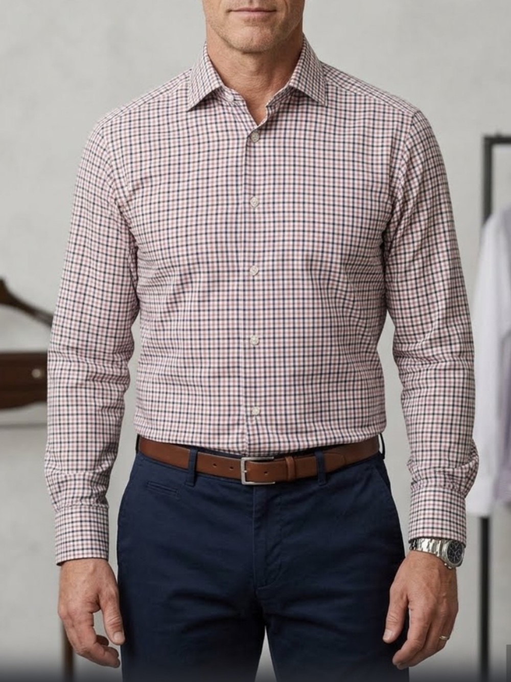Eton 16 1/2 x 36/37 Multi Color Check Contemporary Fit Dress Shirt